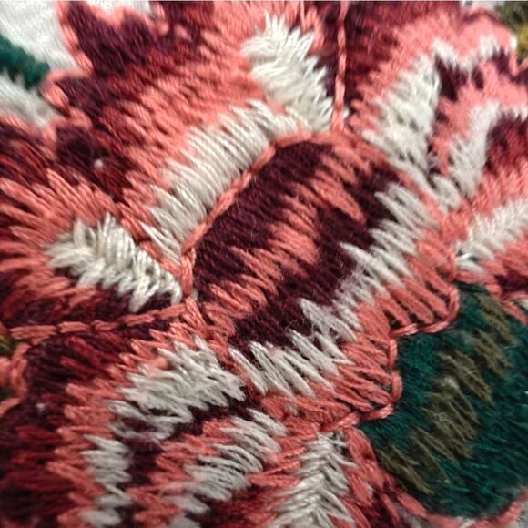 Johnny Was Embroidered Cream Relaxed Top Blouse Boho short 3/4 Sleeves SZ S - Picture 8 of 9